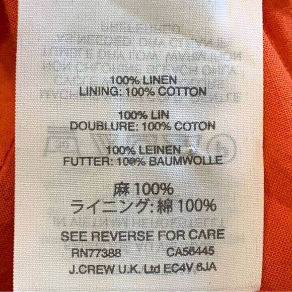 J. Crew 100% Linen Ruffle Hem Faux Wrap Mini Skirt Citrus Poppy Orange Size 10 - Picture 9 of 12